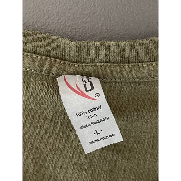 Womens Large Army Green Short Sleeve T-Shirt "...Caffeinate & Hope For The Best" - Picture 6 of 7